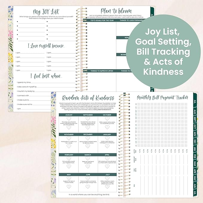 bloom daily planners 2025-2026 Academic Year Pocket Planner (July 2025 - July 2026) - 4” x 6” MINI Weekly Monthly Agenda Organizer & Calendar Book - Garden Party, Beige