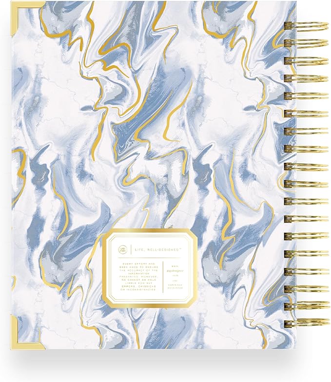 Day Designer 2025-2026 Daily Planner – Premium Planner for Stylish Organization. Combines Monthly Calendar, Hourly Schedule, To-Do List, Gratitude, Goal Setting, Inspirational Quotes, Stickers & More. Elegant laminated Cover with Gold Accents (Azure)