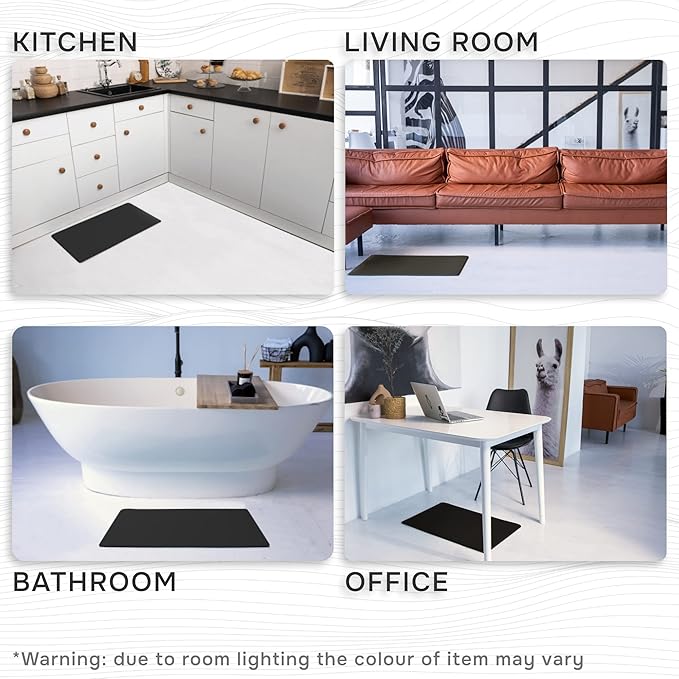 Anti-Fatigue Kitchen Mat – Memory Foam Cushioned Mats for Standing – Ultra Black, 18×30 in, 0.47 in Thick, Waterproof, Non-Slip – Homergy