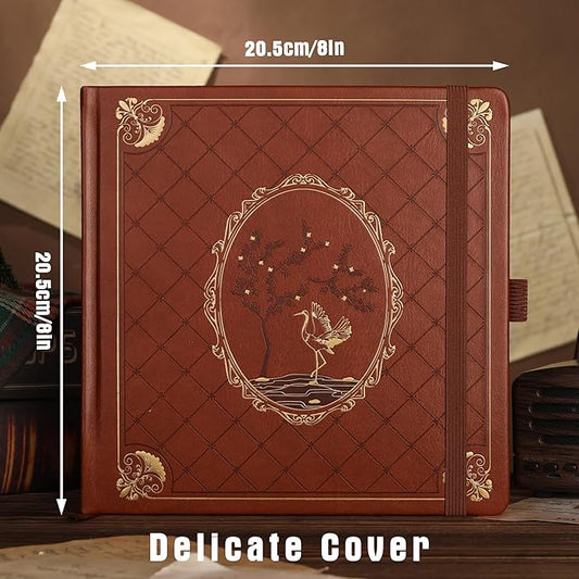 TIEFOSSI Dotted Journal Notebook, Dot Grid Notebook for Women Men, Hardcover PU Leather Journal, 160 GSM Thick Paper, 160 Numbered Pages with Gold Edges, 8 x 8 Square Diary