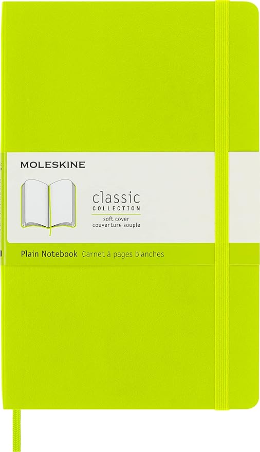 Moleskine Classic Notebook, Soft Cover, Large (5" x 8.25") Plain/Blank, Lemon Green, 192 Pages