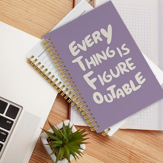 Inspirational Purple Notebook, Positive Affirmations Stress Relief Gifts, Office College Motivational Journal Notebooks, Everything Is Figureoutable Hardcover Spiral Notebook 5.5x8.3 Inch