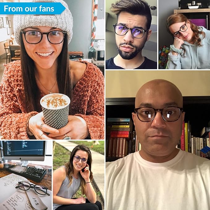 J+S Vision Blue Light Blocking Glasses for Men Women | Computer Gaming Work| Anti Strain Fatigue UV Glare | Medium-Small Fit