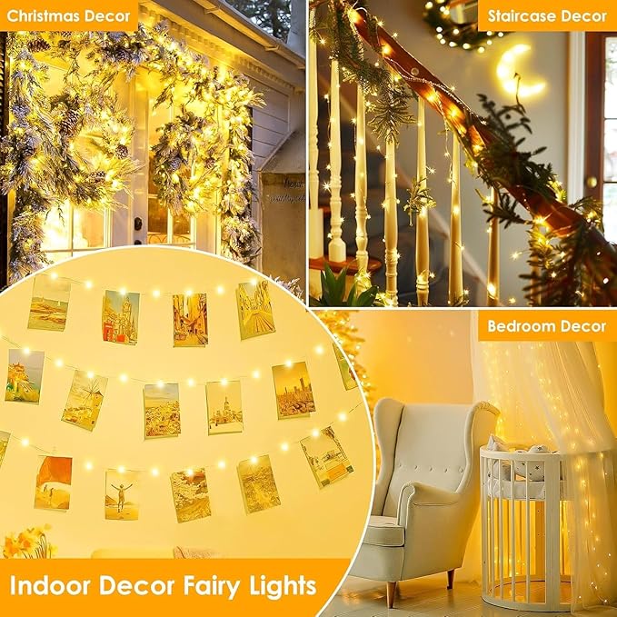 Extra Long 99Ft 300 LED Fairy Lights Plug in with Remote, Waterproof String Lights Outdoor & Indoor 8 modes with Timer, Twinkle Light for Girl's Room Garden Birthday Christmas Decorations (Warm White)