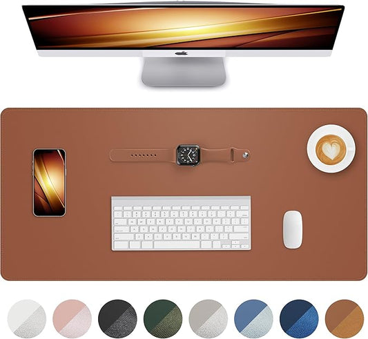 Leather Desk Mat, Mouse Pad,Office Desk Pad, Non-Slip PU Leather Desk Blotter mat,Laptop Desk Pad,Waterproof Desk Writing Pad for Office and Home (Brown,31.5" x 15.7")