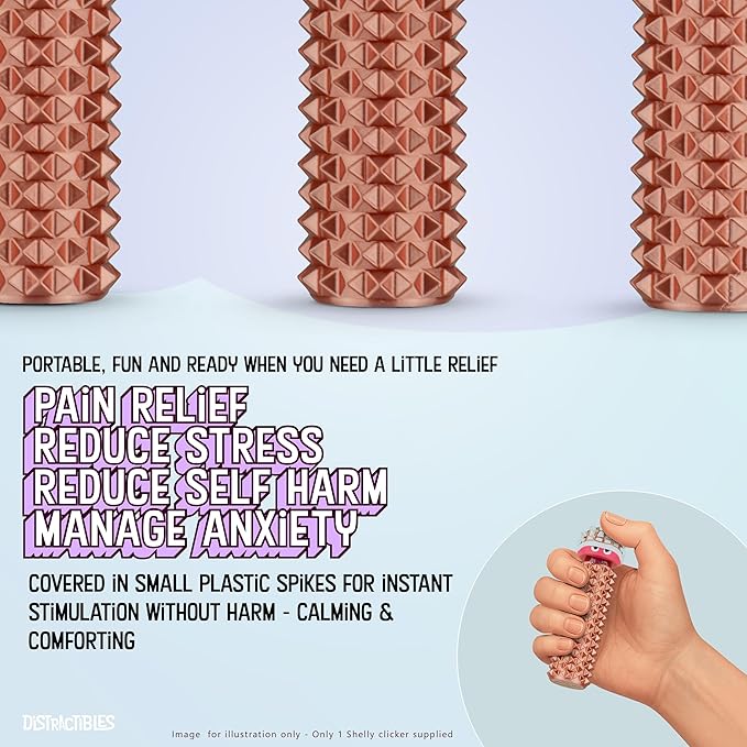 Shelly - Sensory Fidget Toy, Textured Pain Stim Device, Stress Relief for Focus and Concentration (Neon Rosé)