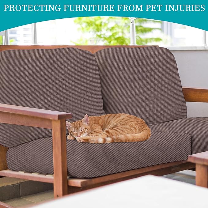 12Pcs Stretch Patio Cushion Covers,Outdoor Couch Covers Replacement,Outdoor Couch & Sofa Slipcovers,for Patio Furniture Cushion Covers,Washable Reusable Furniture Protector (Camel,Cover Only)