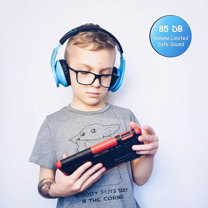 PowerLocus Bluetooth Headphones for Kids, Wireless Foldable Headphones Over Ear, Headphone with Microphone, 85DB Volume Limit, Wireless and Wired Headset with Micro SD, FM for Cellphones, Tablets, PC