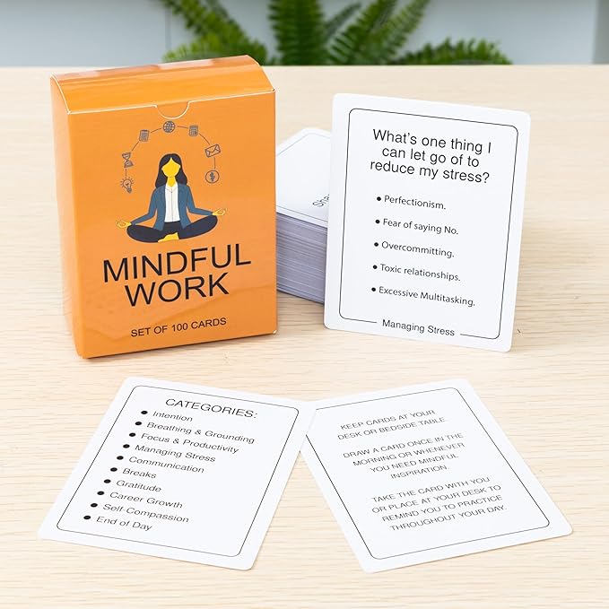 100 Mindful Work Cards – Mindfulness & Self‑Care Prompts for Professionals | Desk & Travel Deck for Stress Relief, Focus, Motivation & Well‑Being