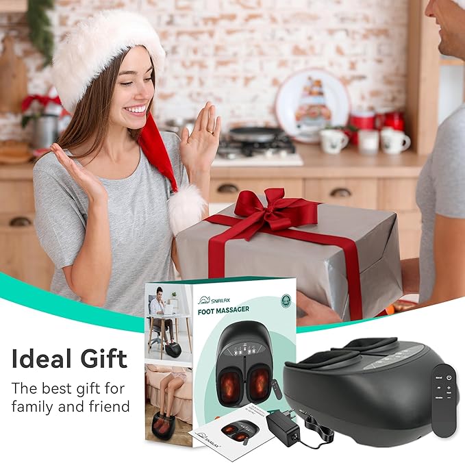 Snailax Shiatsu Foot Massager with Heat Remote Control, Size up to 13, Electric Heated Foot Massage Machine, 3 Levels of Kneading/Vibration/Compression/Heat, Gifts for Dad Mom