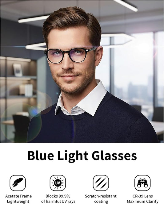 Xenvue Blue Light Blocking Glasses for Men – Premium + Stylish Computer and Screen Eyewear, Reduce Eye Strain