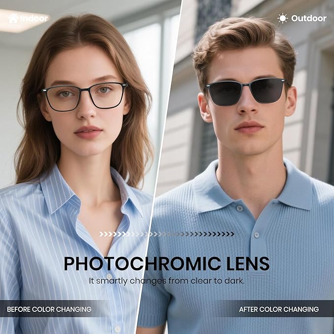Cyxus Blue Light Blocking Glasses Men Women Computer Gaming Glasses Rectangle UV400 Photochromic glasses 8208i02