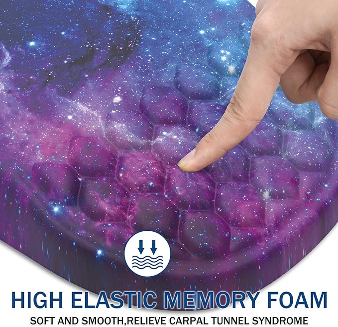 Ergonomic Mouse Pad Wrist Support, with Memory Foam & Non-Slip PU Base, Comfortable Massage Design Mouse Pad Relieve Wrist Fatigue&Pain, Suitable for Computer, Office and Home(05Starry Sky)
