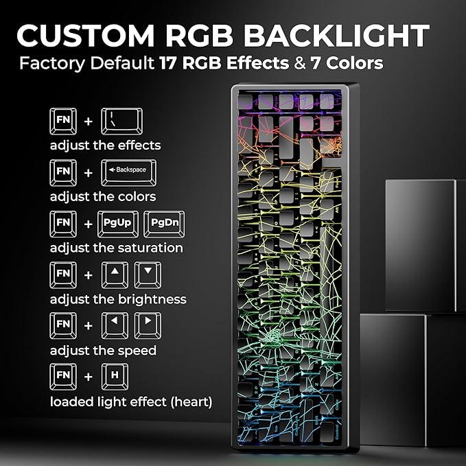 HITIME x XVX M67 60% Percent Keyboard Wireless, QMK/VIA Black Spider Web Gaming Keyboard, Tri-Mode Thocky Creamy Mechanical Key Board, Hot Swappable Gasket Mount RGB IMD Tech for Win/Mac