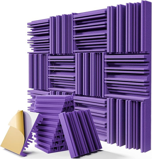 12 Pack Sound Proof Foam Panels for Walls, 12" x 12" x 2" Self-Adhesive Acoustic Panels, High-Density Soundproof Wall Panels for Studio Home and Ceilings (Purple)