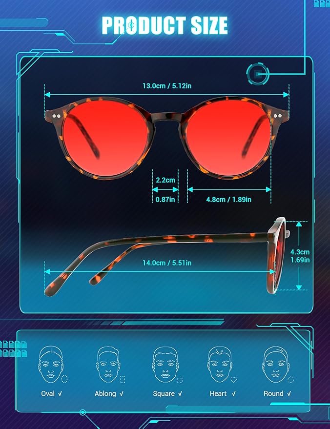 TIJN Blue Light Blocking Glasses Men Women Vintage Thick Round Rim Frame Eyeglasses