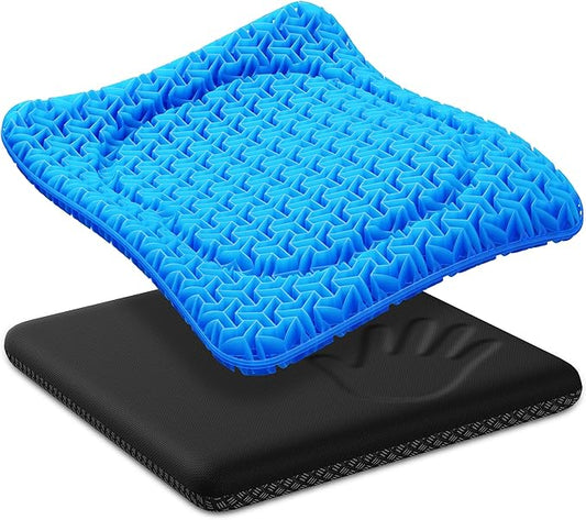 Gel Seat Cushion,Cool Chair Cushion for Office Chairs,Driving Car Seat Cushion Breathable,Wheelchair Cushions for Pressure Relief,Back Pain for Seat Cushion,Chair Pad with No-Slip Cover