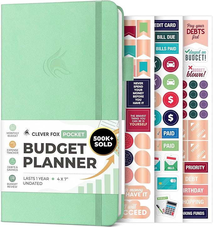 Clever Fox Budget Planner Pocket – Mini Expense Tracker Notebook. Monthly Budgeting Organizer, Finance Logbook & Accounts Book, Small (Mint Green)