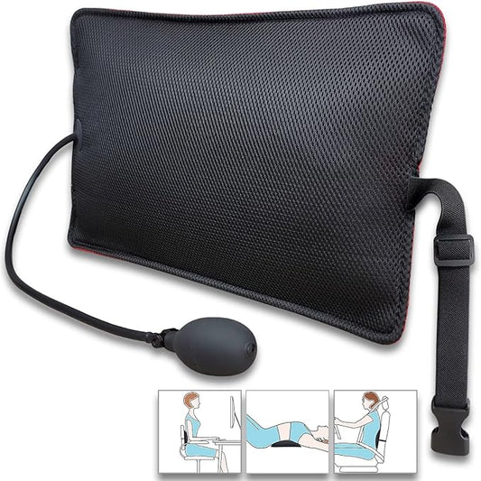 Inflatable Lumbar Support Pillow for Office Chair and Car Seat, Back Support Cushion with Air Pump for Reducing Lower Back Pain