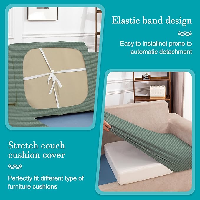 12Pcs Stretch Patio Cushion Covers,Outdoor Couch Covers Replacement,Outdoor Couch & Sofa Slipcovers,for Patio Furniture Cushion Covers,Washable Reusable Furniture Protector (Cyan,Cover Only)