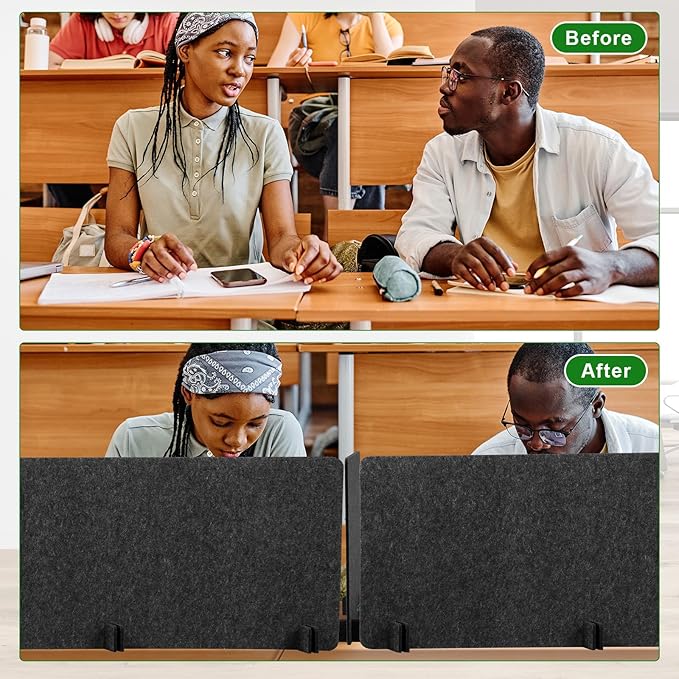 Buryeah 3 Pcs Desk Divider 23.6 x 47.2, 23.6 x 23.6 Stand up Freestanding Cubicle Privacy Partition Reducing Noise Visual Distraction Divider for Office Home School(Deep Gray)