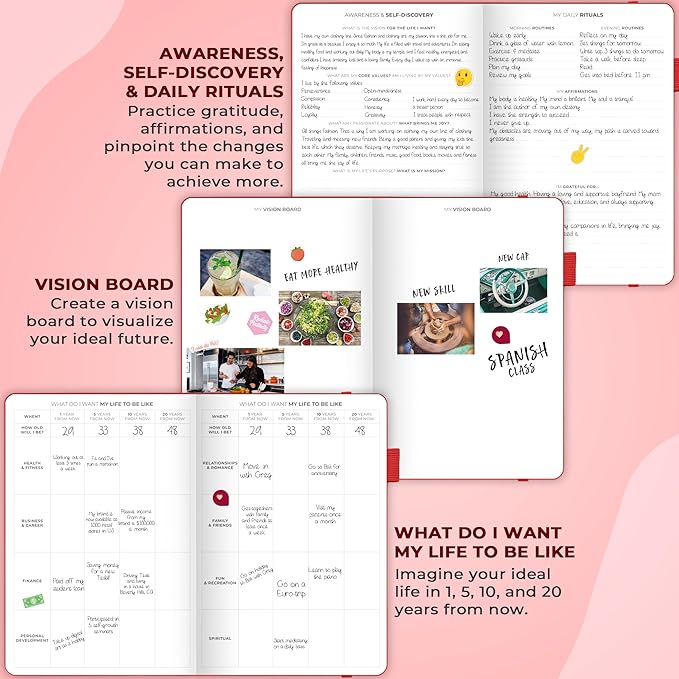 Clever Fox Planner Schedule – Undated Weekly & Monthly Life Planner with Time Slots, Appointment Book & Daily Organizer, A5 (Red)