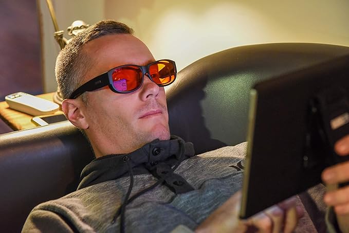 Fit Over 99.9% Blue Light Blocking Glasses for Sleep - Amber Nighttime Eyewear - Turn your Prescription & Reading Glasses Into World-Class Blue Blockers