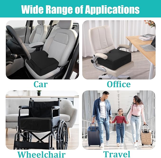 MABOZOO Extra Thick Seat Cushion, PU Leather Office Chair Cushion for Office Chair Car Seat, Memory Foam Booster Seat Sciatica & Back Pain Relief for Long Sitting (18"*16"*6")