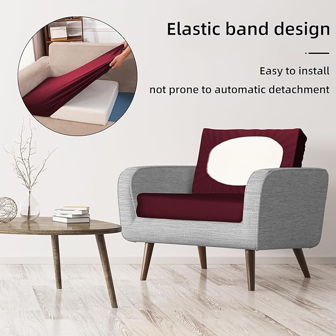 8Pcs Stretch Patio Cushion Covers,Outdoor Couch Covers Replacement,Outdoor Couch & Sofa Slipcovers,for Patio Furniture Cushion Covers,Washable Reusable urniture Protector (Wine Red,Cover Only)