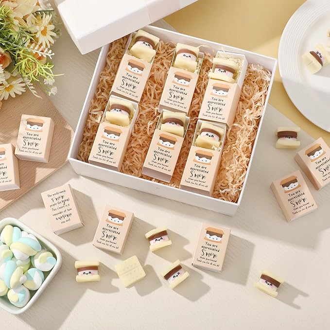 Wettarn 18 Sets Appreciation Gifts S'More Stress Balls with Thank You Gift Boxes for Employee Coworker Teacher Office Team Positive Desk Decor Relief Toys