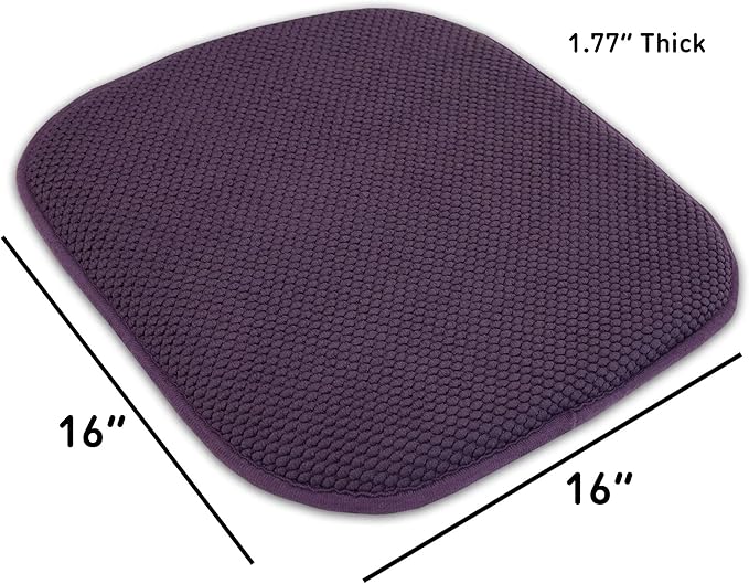 Sweet Home Collection Cushion Memory Foam Chair Pads Honeycomb Nonslip Back Seat Cover 16" x 16" 4 Pack Eggplant Purple