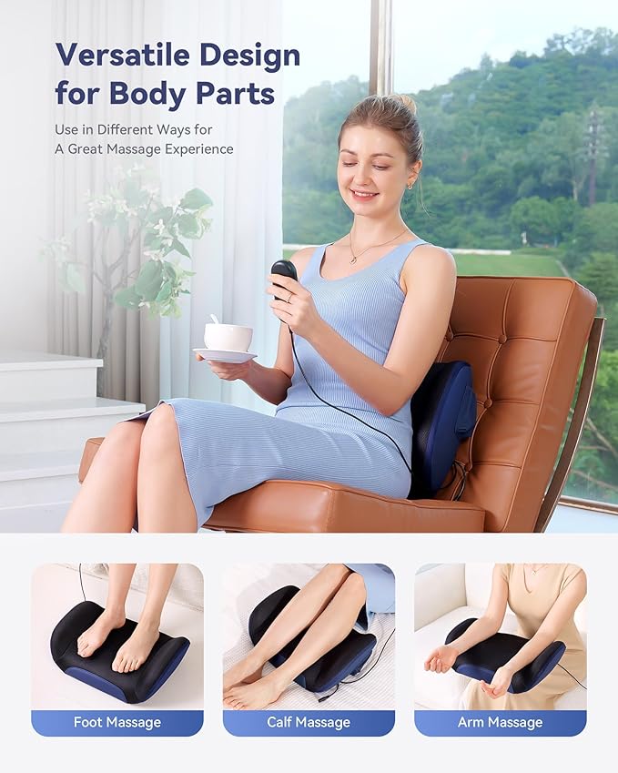 KINGJOY Shiatsu Foot Massager Machine with Heat, 2-in-1 Kneading & Percussion Massagers for Back and Foot Massage, Deep Tissue Foot and Calf Massager with Massage Roller, Birthday Gifts for Women Men