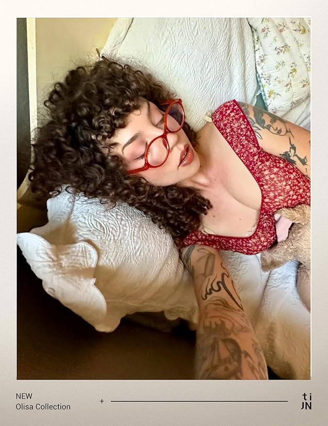 TIJN Olisa Blue Light Blocking Glasses for Women Men,Oval Glasses Frame Bluelight Glasses for Gaming/Computer/Screen