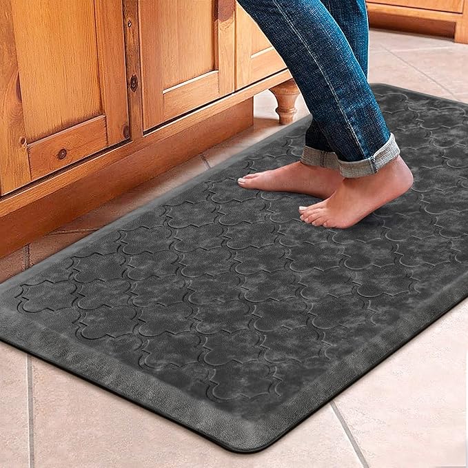 WISELIFE Kitchen Mat Cushioned Anti Fatigue Floor Mat,17.3"x39", Thick Non Slip Waterproof Kitchen Rugs and Mats,Heavy Duty Foam Standing Mat for Kitchen,Floor,Home,Office,Desk,Sink, Grey