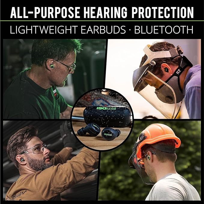 ISOtunes Free 2.0 Bluetooth Hearing Protection Earbuds - 25 dB NRR OSHA Approved Earbuds, Wireless Bluetooth Earplug Headphones for Work