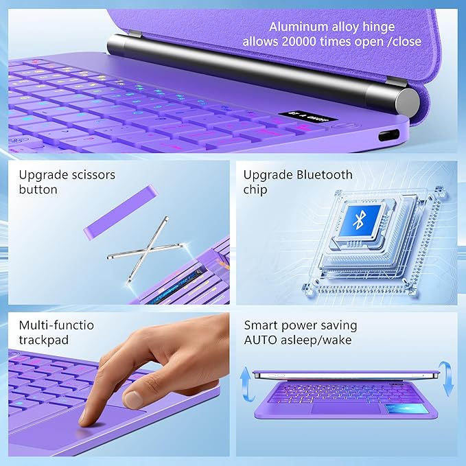Keyboard Case for iPad Air 11-inch (M3 2025 / M2 2024) & iPad Pro 11 inch(1st/2nd/3rd/4th Generation),Magic-Style Magnetic Keyboard Case,Backlit - Multi-Touch Trackpad Keyboards