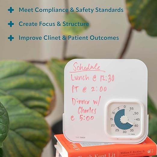 PRO Applied® Personal 60-Minute Visual Countdown Timer with Magnetic Dry Erase Board – Professional Grade Timer for Therapy, Rehab, & Memory Care – Calming Blue Disk, Large Numbers, Adjustable Alert
