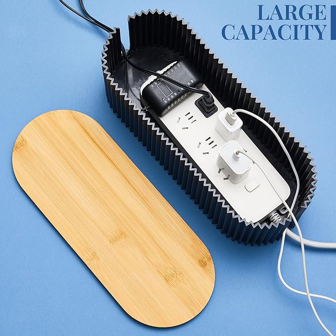 Marsui 2 Pcs Cable Management Box Cord Hider Box Cord Organizer with 46 Pcs Cable Management Kit Wire Box for Power Strips Surge Protectors Desk TV Computer Wires Home Office（Black）