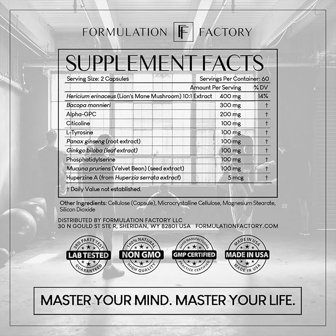 Boss Mode 10-in-1 Nootropic Cognitive Enhancement Supplement, Focus & Memory Booster, Featuring Lion’s Mane, Bacopa Monnieri, Alpha-GPC, Ginseng & More 120 Capsules (1 Pack)