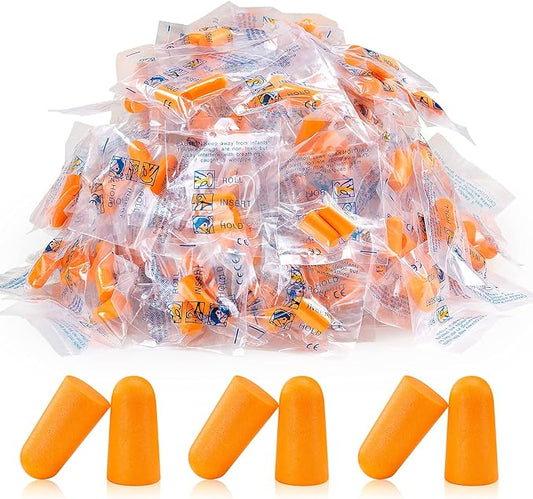 100 Pairs Orange Foam Ear Plugs - 33dB NRR Highest Protection, Soft & Comfortable Noise Canceling Earplugs for Sleeping, Work, Snoring, Construction, Loud Noise