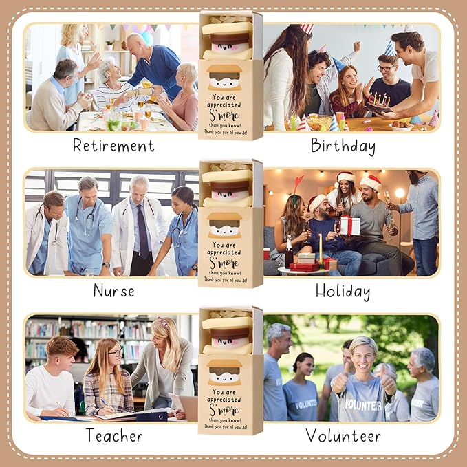 Wettarn 18 Sets Appreciation Gifts S'More Stress Balls with Thank You Gift Boxes for Employee Coworker Teacher Office Team Positive Desk Decor Relief Toys
