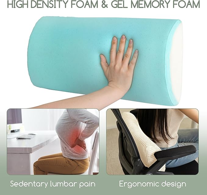 HIGOGOGO Lumbar Support Pillow for Recliner Chair/Accent Chair/Couch, Memory Foam Back Support Cushion for Elderly, Recliner Cushions for Back Rest, Pain Relief, Reading, Washable Cover, Beige