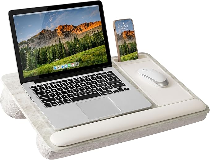 LAPGEAR Home Office Pro Lap Desk with Wrist Rest, Mouse Pad, and Phone Holder - Taj Mahal Marble - Fits up to 15.6 Inch Laptops - Style No. 91601