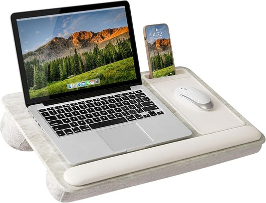 LAPGEAR Home Office Pro Lap Desk with Wrist Rest, Mouse Pad, and Phone Holder - Taj Mahal Marble - Fits up to 15.6 Inch Laptops - Style No. 91601