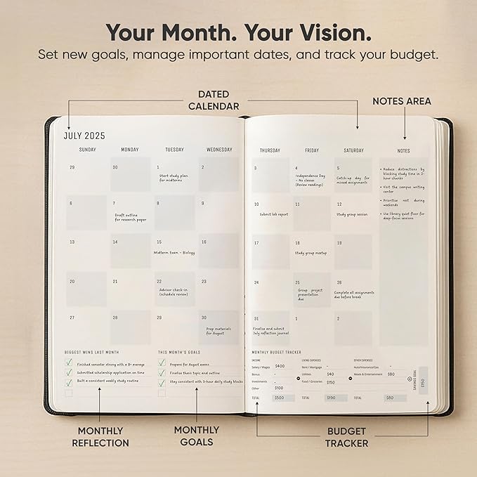 July 2025-2026 Planner 8.5 x 11 Pro Max - Dated Productivity & Academic 2025-2026 - Daily, Weekly & Monthly Planner With July Start Date - A4 - Productivity Store
