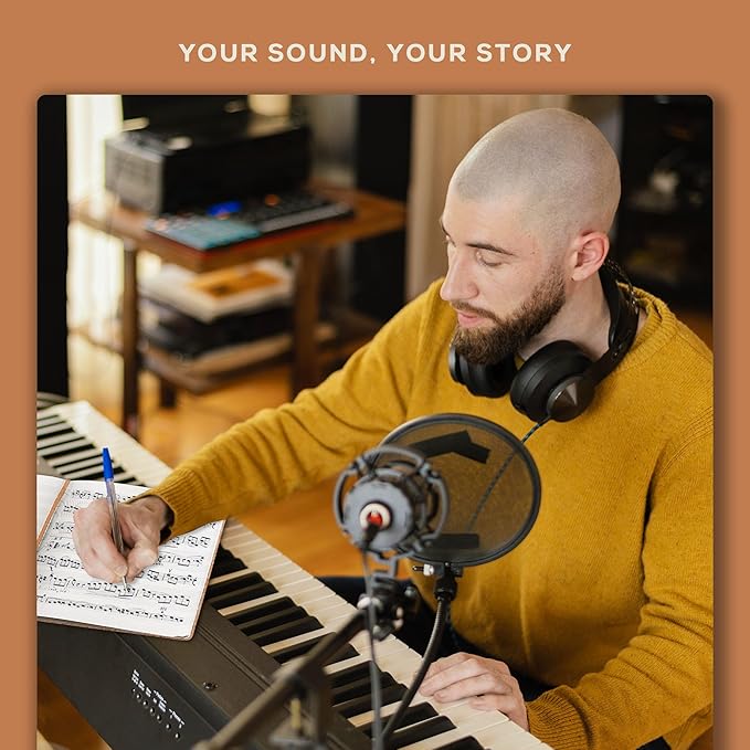 BEECHMORE BOOKS Blank Sheet Music Notebook – A4 8.5x11.5 for Songwriters, Musicians & Composers, 156 Thick 120gsm Pages, 10-Staff Perforated Sheets, Vegan Leather Hardcover, Elastic Closure, Gift Box