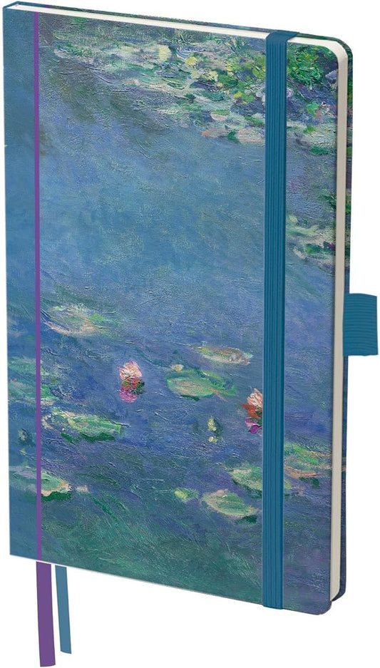 RainCaper Vegan Leather Journal Notebook, 160 Dot-Grid Pages, 5.7 inches x 8 inches, Journal - Monet Water Lilies