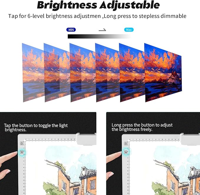 Wireless Rechargeable A3 Light Pad with Carry Bag,Diamond Art Light Board 2500mAh Battery,3 Color Temperatures and Stepless Dimming,Light Box for Tracing,Diamond Painting,Weeding Vinyl