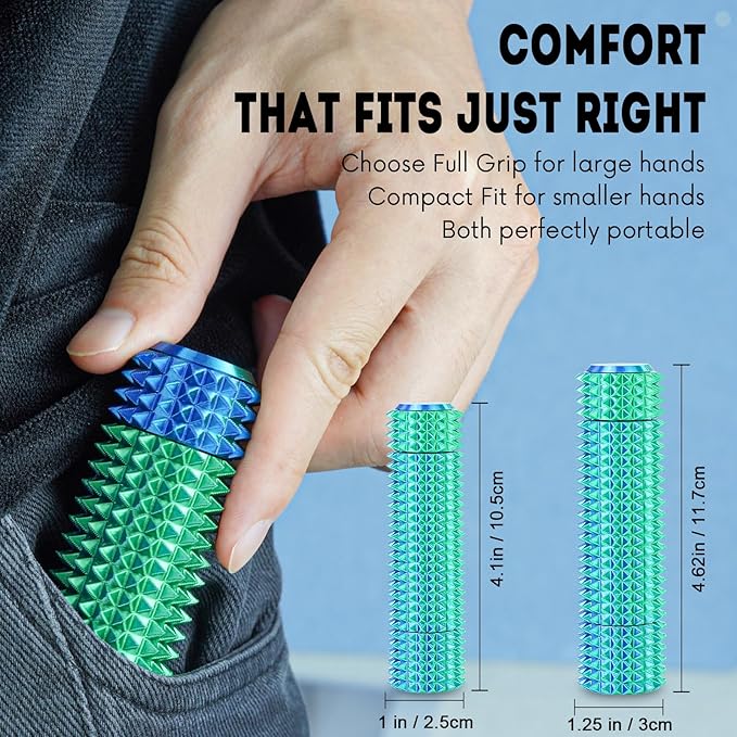 Fidget Roller Adults Teens Sensory Little Stim Gadget for Anxiety Relief Mild Ouchie,Desk Focus Tool Portable Hand Spinner Gifts Idea White Elephant Stocking Christmas(Blue Green,Compact Fit)