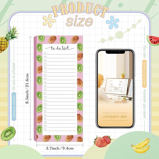 Censen 10 Pack 500 Sheets To Do List Notes Daily Checklist Notepads with 50 Sheets Each Undated Color Memo Pad Block Shopping List Pad Weekly Plan Notepad Organizer Planners(Fruit Color,Lined)